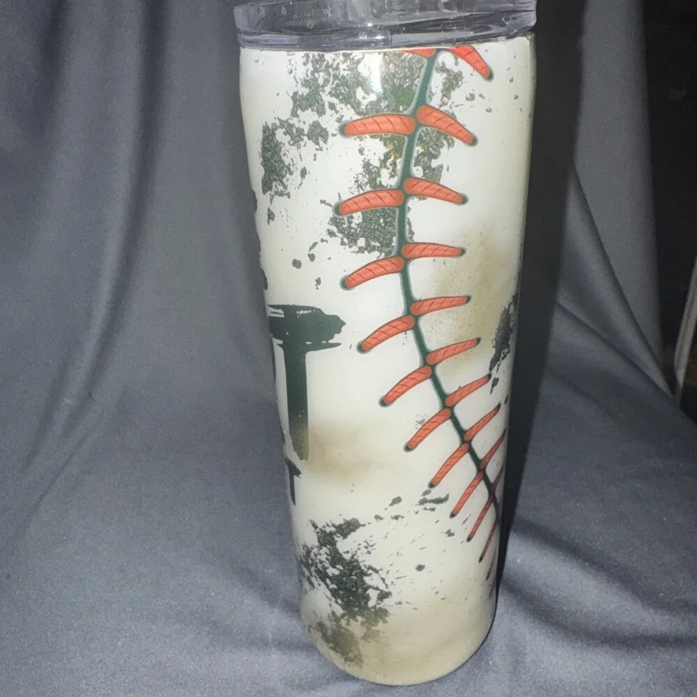 RUB SOME DIRT ON IT Baseball Tumbler, Novelty Pattern, White/Black/Red
